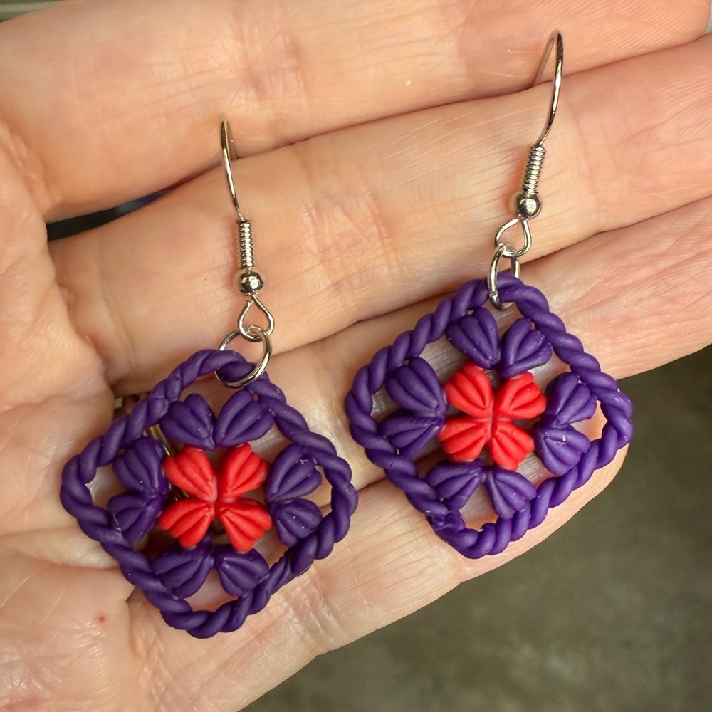 Handmade granny square earrings